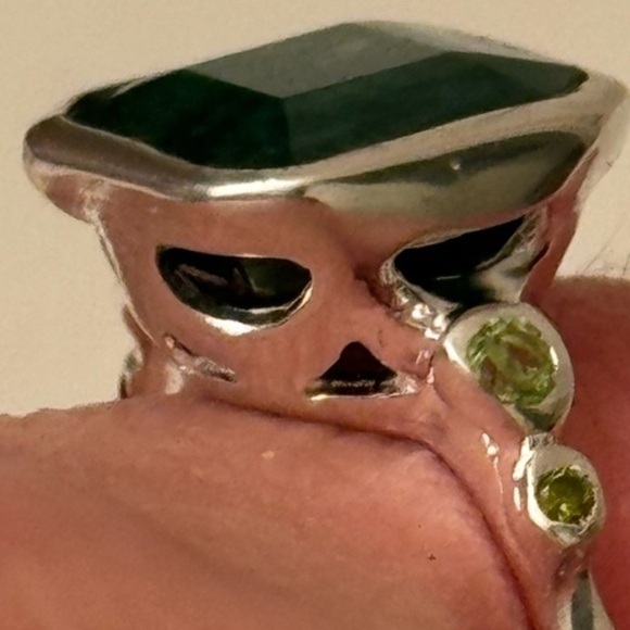 Natural gemstone Green Beryl Ring 925 Sterling Silver Size 7 - Picture 2 of 5
